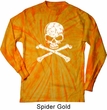 Mens White Distressed Skull Long Sleeve Tie Dye Shirt