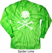 Mens White Distressed Skull Long Sleeve Tie Dye Shirt