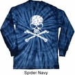 Mens White Distressed Skull Long Sleeve Tie Dye Shirt