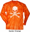 Mens White Distressed Skull Long Sleeve Tie Dye Shirt