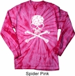 Mens White Distressed Skull Long Sleeve Tie Dye Shirt