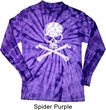 Mens White Distressed Skull Long Sleeve Tie Dye Shirt