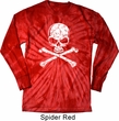 Mens White Distressed Skull Long Sleeve Tie Dye Shirt