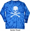 Mens White Distressed Skull Long Sleeve Tie Dye Shirt