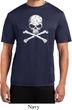 Mens White Distressed Skull Moisture Wicking T-Shirt
