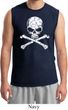 Mens White Distressed Skull Muscle Shirt