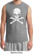 Mens White Distressed Skull Muscle Shirt