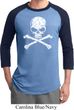 Mens White Distressed Skull Raglan Shirt