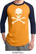 Mens White Distressed Skull Raglan Shirt