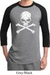 Mens White Distressed Skull Raglan Shirt