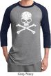 Mens White Distressed Skull Raglan Shirt