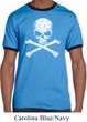 Mens White Distressed Skull Ringer Shirt