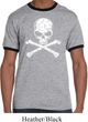 Mens White Distressed Skull Ringer Shirt