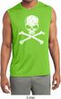 Mens White Distressed Skull Sleeveless Moisture Wicking Shirt