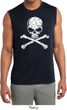 Mens White Distressed Skull Sleeveless Moisture Wicking Shirt