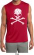 Mens White Distressed Skull Sleeveless Moisture Wicking Shirt
