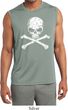 Mens White Distressed Skull Sleeveless Moisture Wicking Shirt