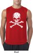 Mens White Distressed Skull Sleeveless Shirt
