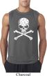 Mens White Distressed Skull Sleeveless Shirt