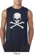 Mens White Distressed Skull Sleeveless Shirt