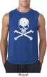 Mens White Distressed Skull Sleeveless Shirt