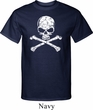 Mens White Distressed Skull Tall Shirt