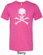 Mens White Distressed Skull Tri Blend Crewneck Shirt