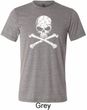 Mens White Distressed Skull Tri Blend Crewneck Shirt