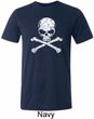 Mens White Distressed Skull Tri Blend Crewneck Shirt