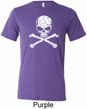 Mens White Distressed Skull Tri Blend Crewneck Shirt
