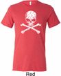 Mens White Distressed Skull Tri Blend Crewneck Shirt