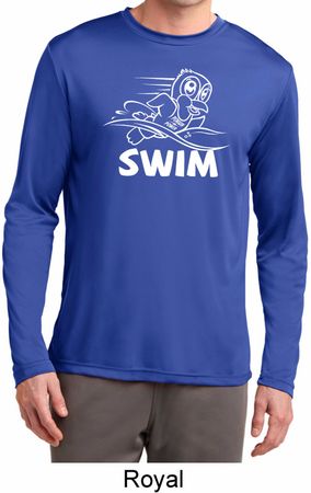 Mens White Penguin Power Swim Dry Wicking Long Sleeve