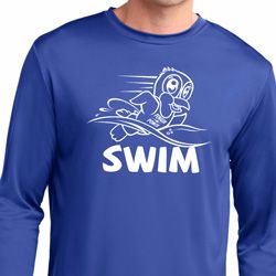 Mens White Penguin Power Swim Dry Wicking Long Sleeve