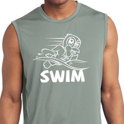 Mens White Penguin Power Swim Dry Wicking Sleeveless Shirt