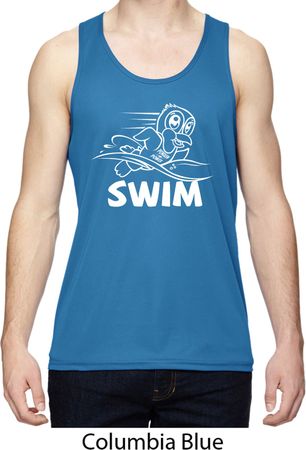 Mens White Penguin Power Swim Dry Wicking Tank Top