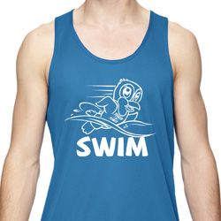 Mens White Penguin Power Swim Dry Wicking Tank Top