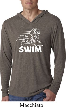 Mens White Penguin Power Swim Lightweight Hoodie Tee