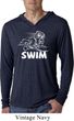 Mens White Penguin Power Swim Lightweight Hoodie Tee