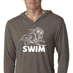 Mens White Penguin Power Swim Lightweight Hoodie Tee