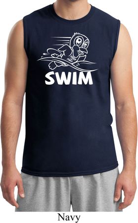 Mens White Penguin Power Swim Muscle Shirt
