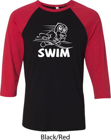 Mens White Penguin Power Swim Raglan Shirt