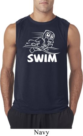 Mens White Penguin Power Swim Sleeveless Shirt