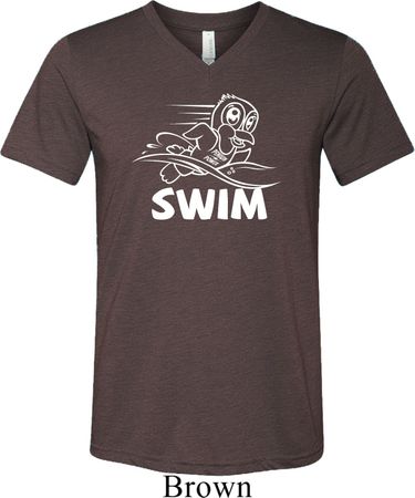 Mens White Penguin Power Swim Tri Blend V-neck