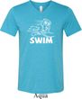 Mens White Penguin Power Swim Tri Blend V-neck