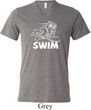 Mens White Penguin Power Swim Tri Blend V-neck