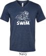 Mens White Penguin Power Swim Tri Blend V-neck