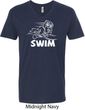 Mens White Penguin Power Swim V-neck Shirt