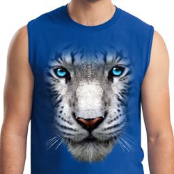 Mens White Tiger Shirt Big White Tiger Face Muscle Tee T-Shirt Mens White Tiger Shirt Big White Tiger Face Muscle Tee T-Shirt