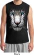 Mens White Tiger Shirt Big White Tiger Face Muscle Tee T-Shirt
