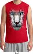 Mens White Tiger Shirt Big White Tiger Face Muscle Tee T-Shirt